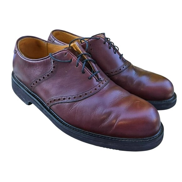 Florsheim Mens Burgundy Leather Wingtip Oxfords Size 9D Comfortech Vibram JJ4144 - Picture 2 of 7